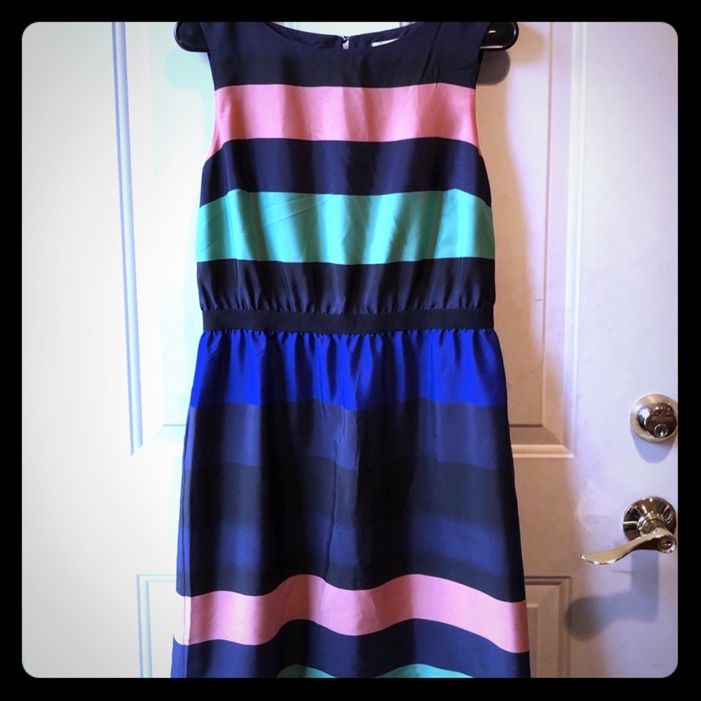 2/$22❤️ Loft Dress in Teal, Blue & Peachy Coral - Picture 2 of 8